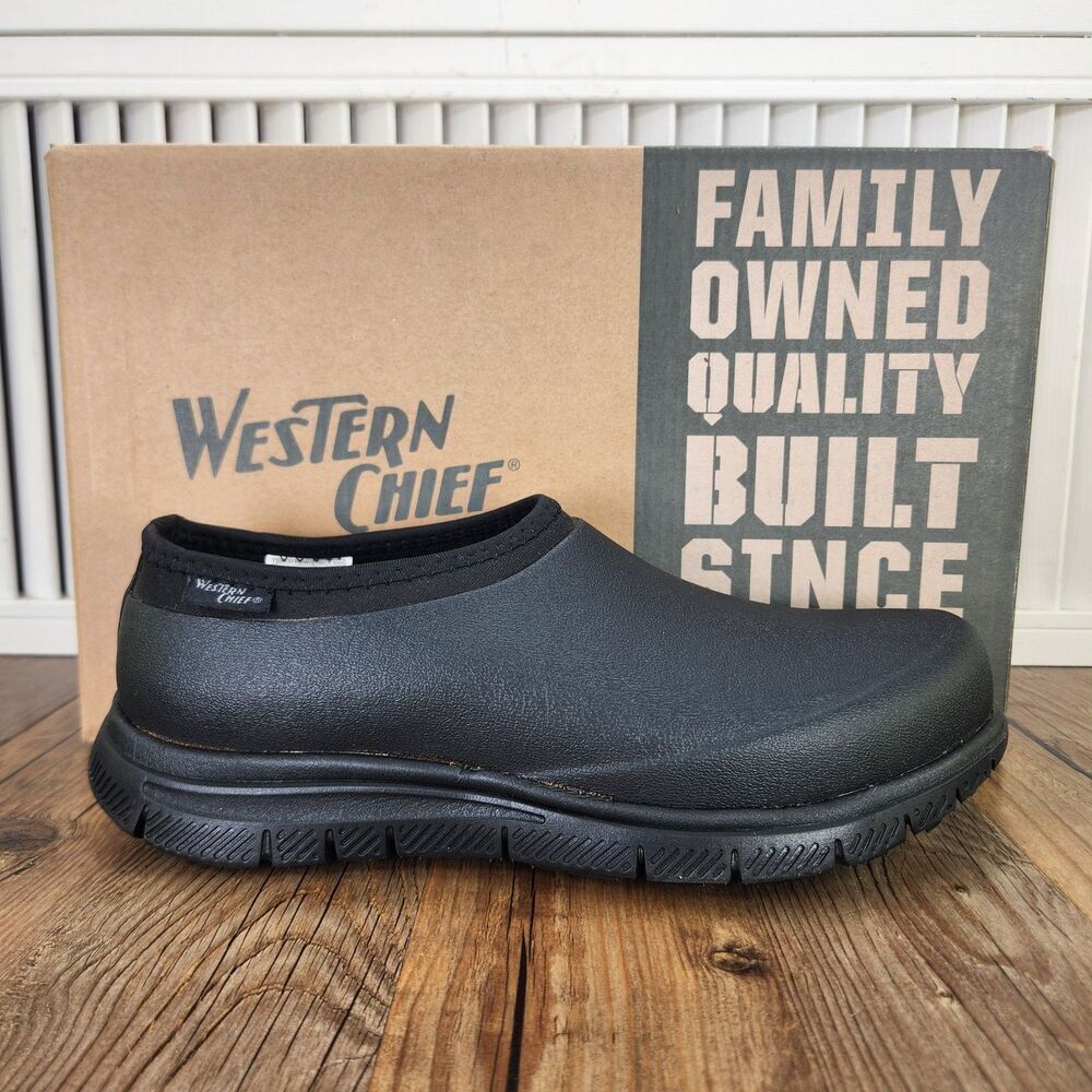 Western Chief Easton Clog Mens Sz 8 Black Rubber Waterproof Outdoor Garden Shoes